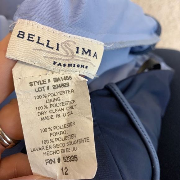 Bellissima Blue ombre halter top ruched side ruffle formal bridesmaid prom gown - Picture 9 of 12